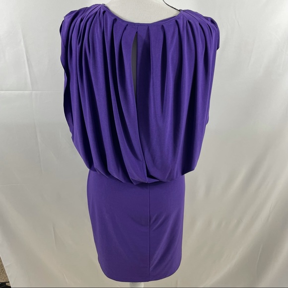 Alex Alea by Kormarov Womens Blouson Dress Purple Stretch Sleeveless Petites PM - Picture 5 of 12